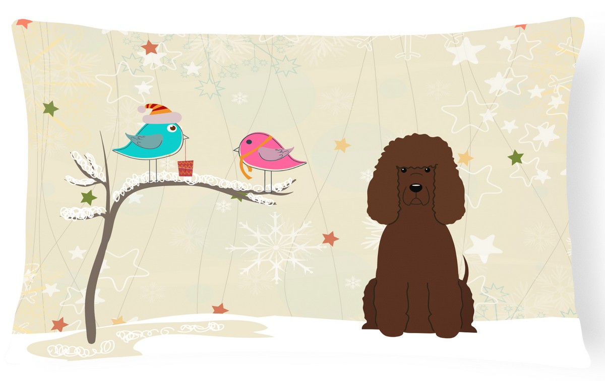 Christmas Presents Between Friends Irish Water Spaniel Canvas Fabric Decorative Pillow