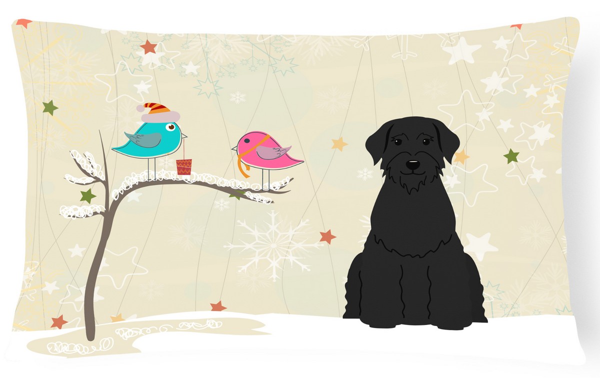 Christmas Presents Between Friends Giant Schnauzer Canvas Fabric Decorative Pillow