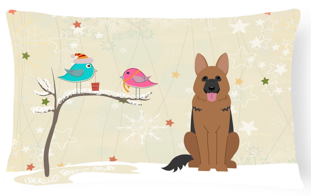 Christmas Presents Between Friends German Shepherd Canvas Fabric Decorative Pillow
