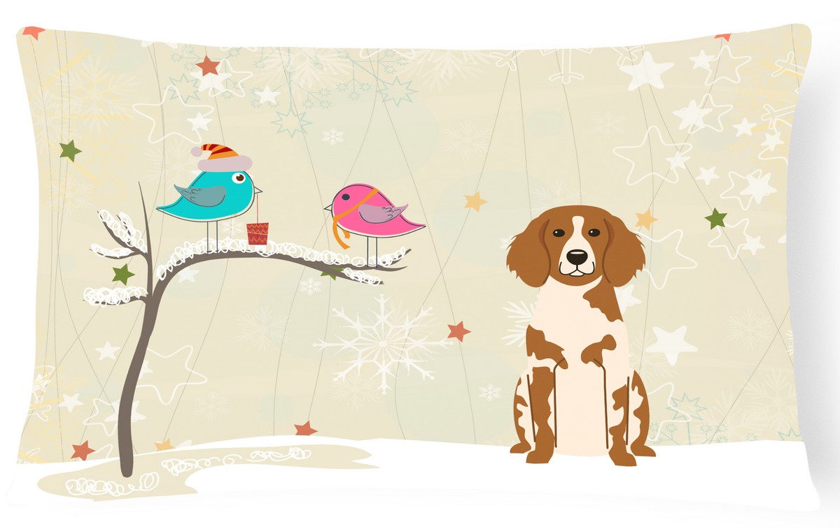 Christmas Presents Between Friends Brittany Spaniel Canvas Fabric Decorative Pillow