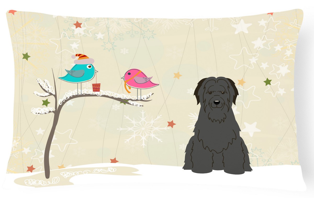 Christmas Presents Between Friends Briard Black Canvas Fabric Decorative Pillow
