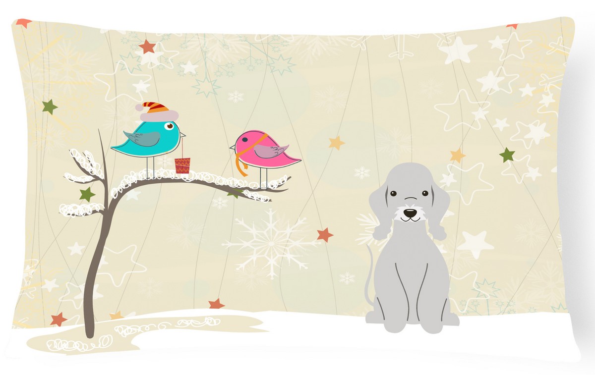 Christmas Presents Between Friends Bedlington Terrier Blue Canvas Fabric Decorative Pillow