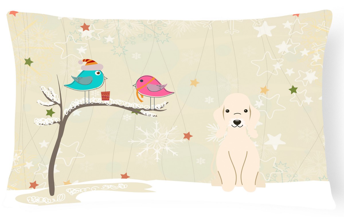 Christmas Presents Between Friends Bedlington Terrier Sandy Canvas Fabric Decorative Pillow