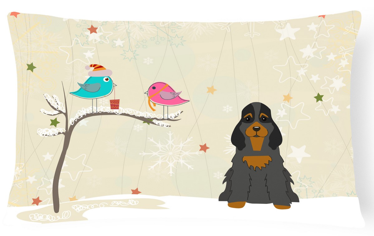 Picture of Carolines Treasures BB2565PW1216 Christmas Presents Between Friends Cocker Spaniel Black & Tan Canvas Fabric Decorative Pillow