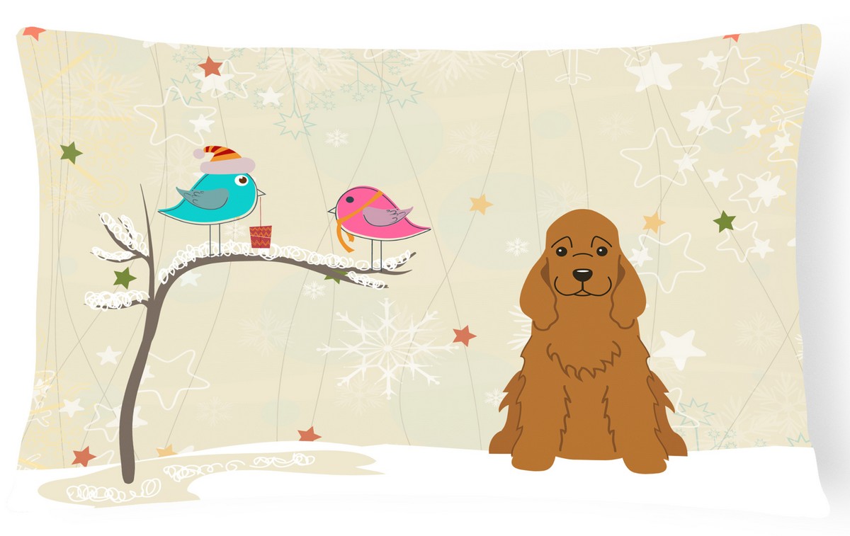 Christmas Presents Between Friends Cocker Spaniel Red Canvas Fabric Decorative Pillow