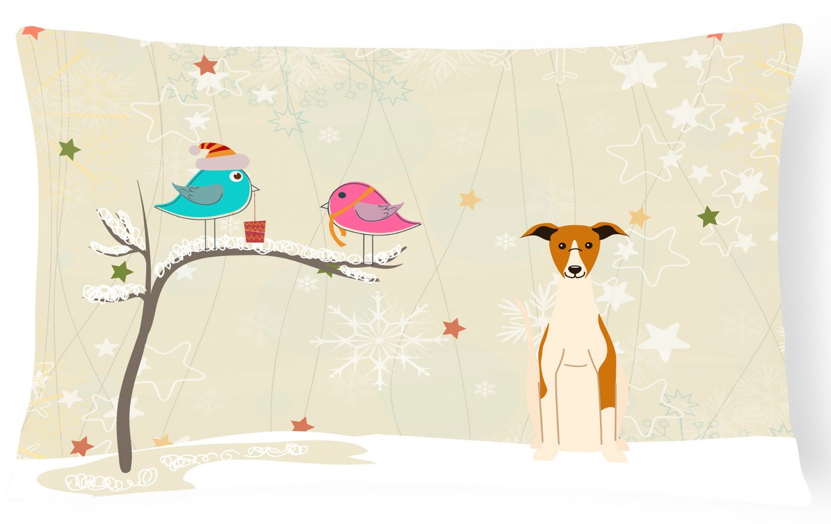 Christmas Presents Between Friends Whippet Canvas Fabric Decorative Pillow