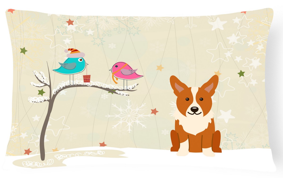 Christmas Presents Between Friends Corgi Canvas Fabric Decorative Pillow