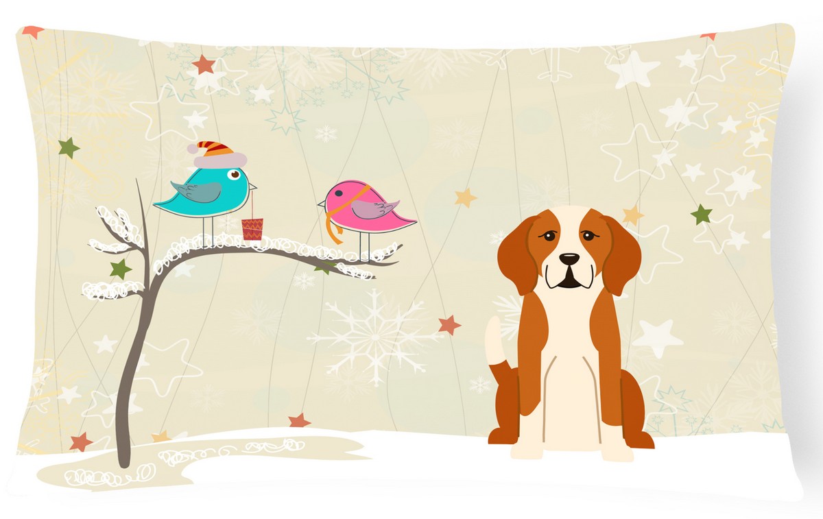 Christmas Presents Between Friends English Foxhound Canvas Fabric Decorative Pillow