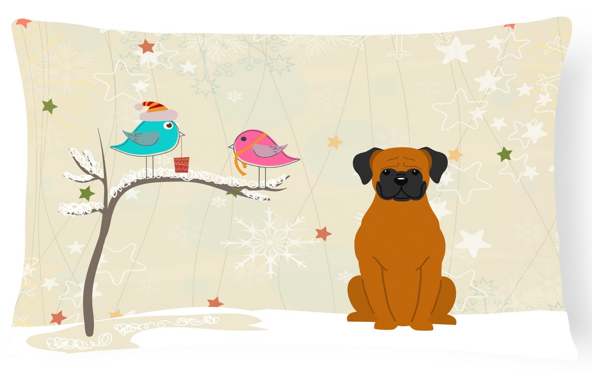 Christmas Presents Between Friends Fawn Boxer Canvas Fabric Decorative Pillow