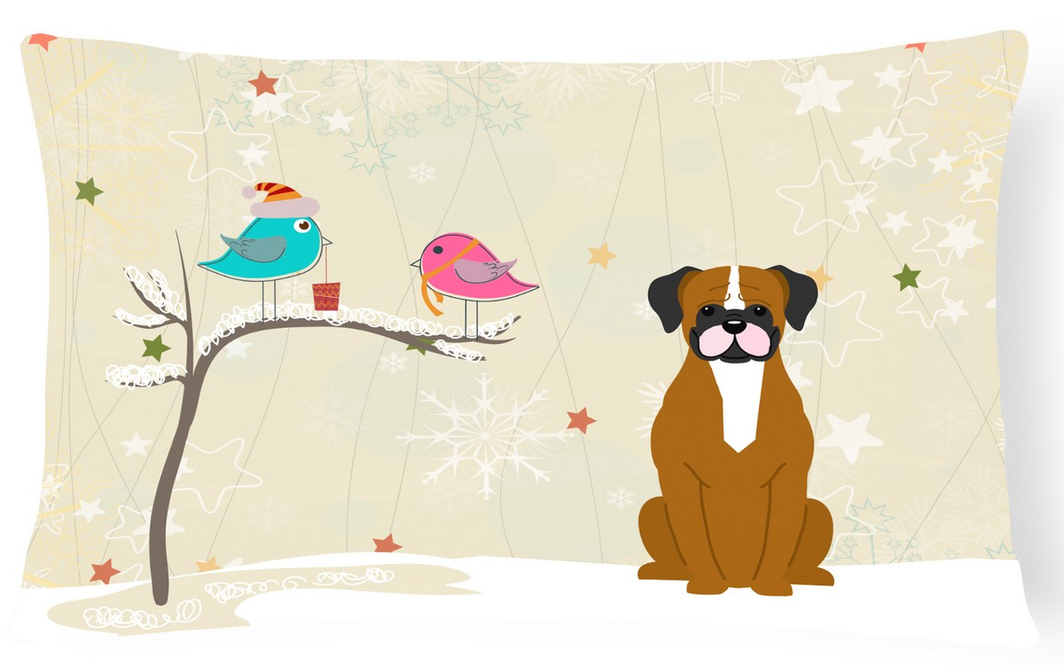 Christmas Presents Between Friends Flashy Fawn Boxer Canvas Fabric Decorative Pillow