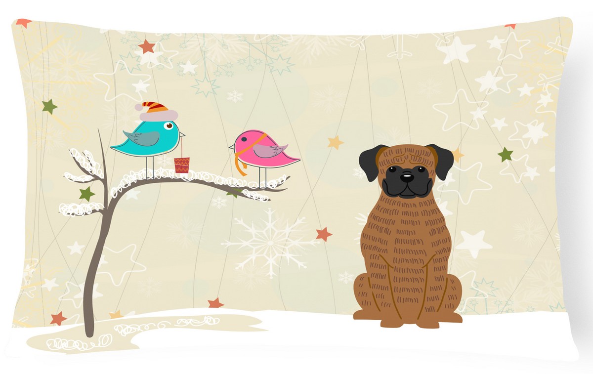 Christmas Presents Between Friends Brindle Boxer Canvas Fabric Decorative Pillow