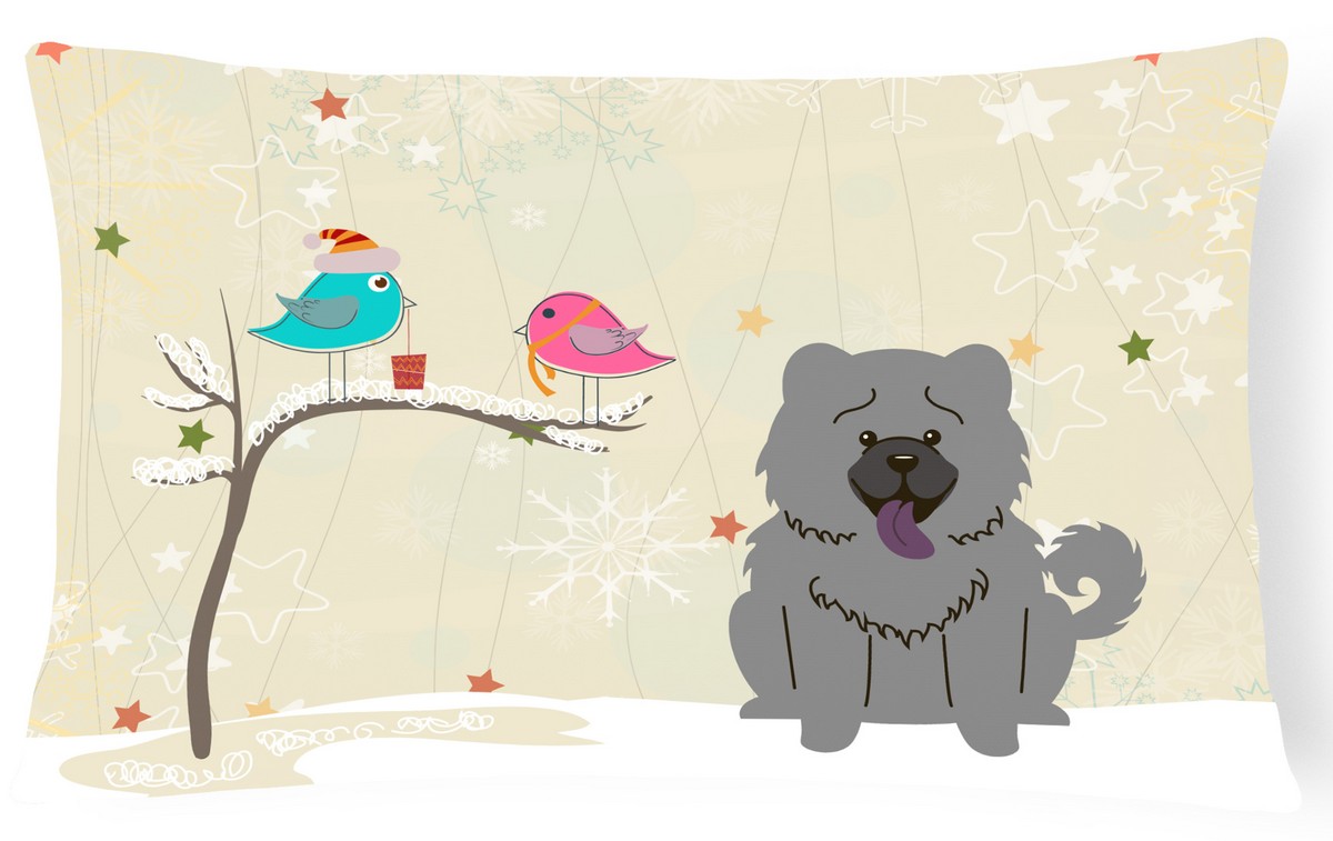 Christmas Presents Between Friends Chow Chow Blue Canvas Fabric Decorative Pillow