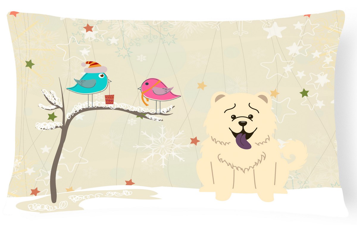 Christmas Presents Between Friends Chow Chow White Canvas Fabric Decorative Pillow