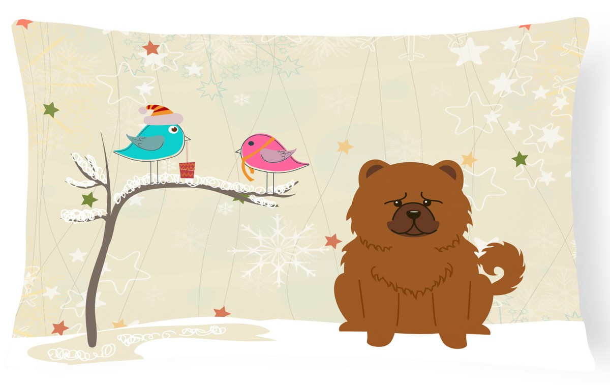 Christmas Presents Between Friends Chow Chow Red Canvas Fabric Decorative Pillow