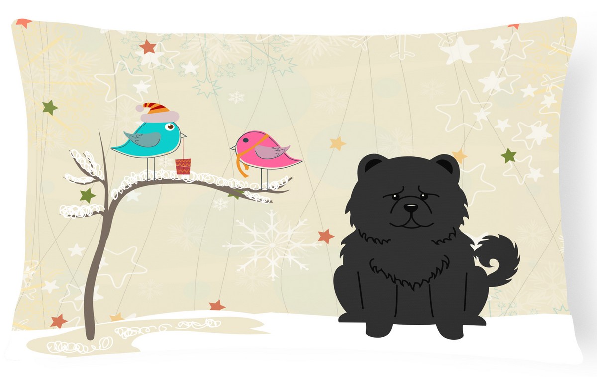Christmas Presents Between Friends Chow Chow Black Canvas Fabric Decorative Pillow