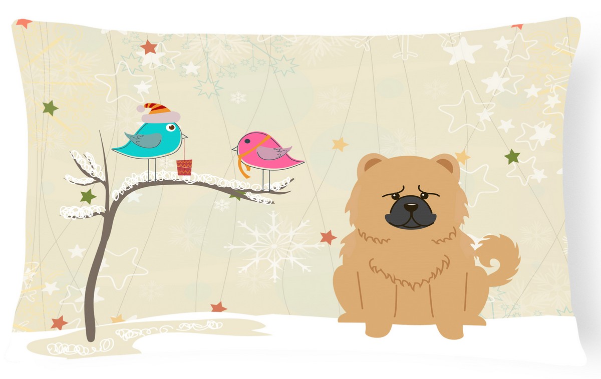 Christmas Presents Between Friends Chow Chow Cream Canvas Fabric Decorative Pillow