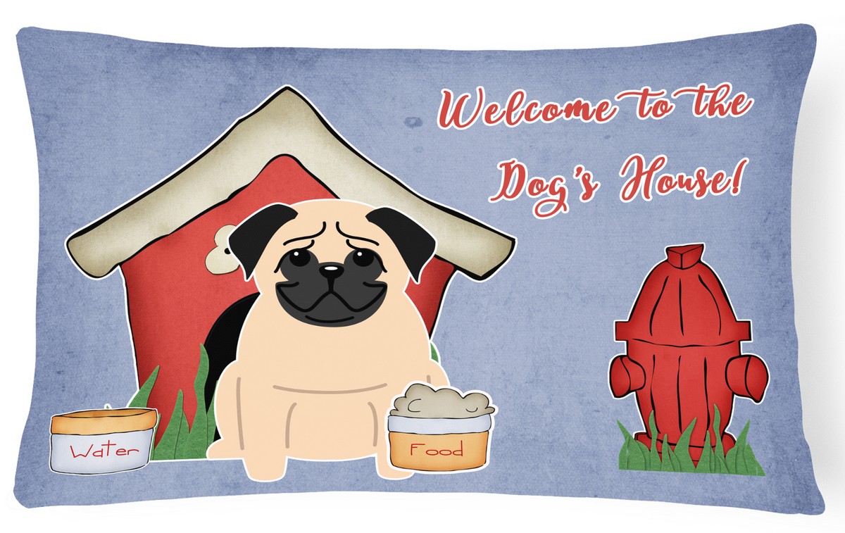 Dog House Collection Pug Fawn Canvas Fabric Decorative Pillow