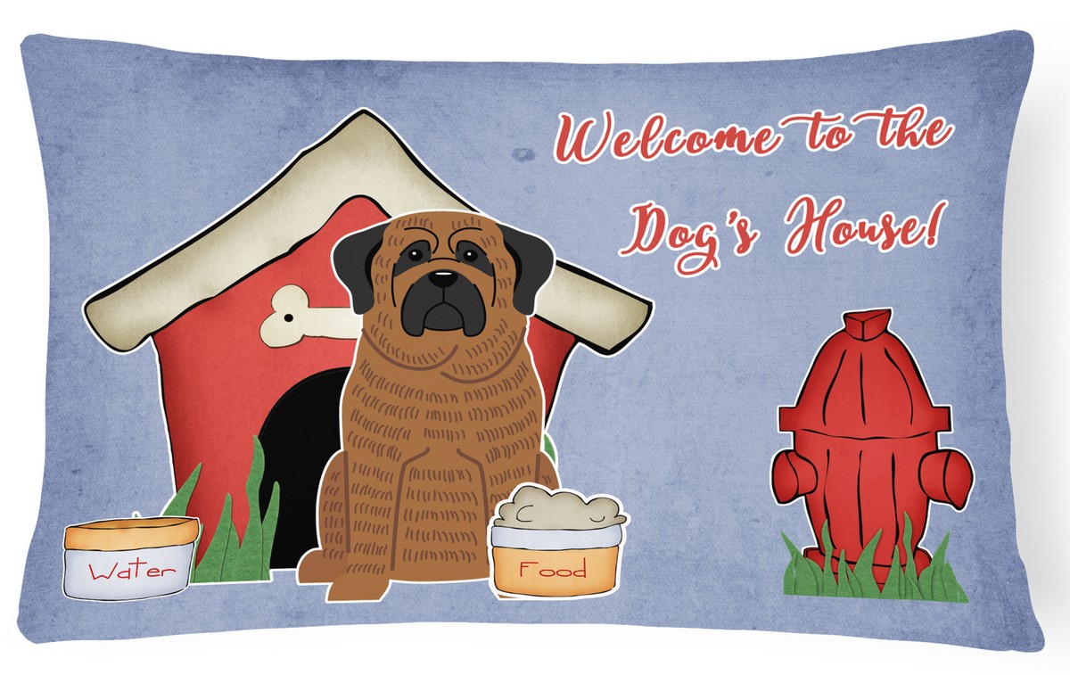 Dog House Collection Mastiff Brindle Canvas Fabric Decorative Pillow