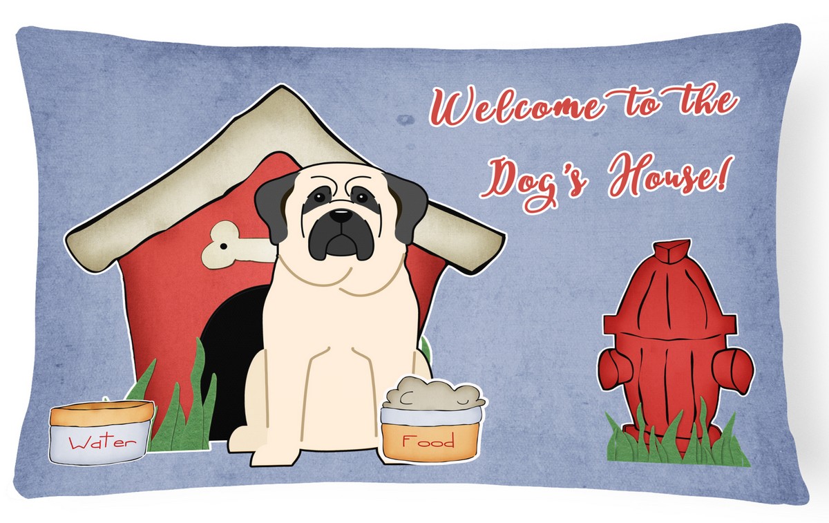 Dog House Collection Mastiff White Canvas Fabric Decorative Pillow