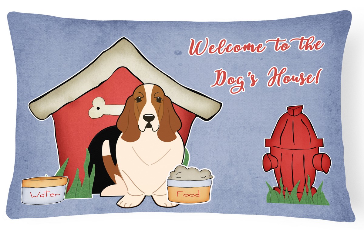 Dog House Collection Basset Hound Canvas Fabric Decorative Pillow