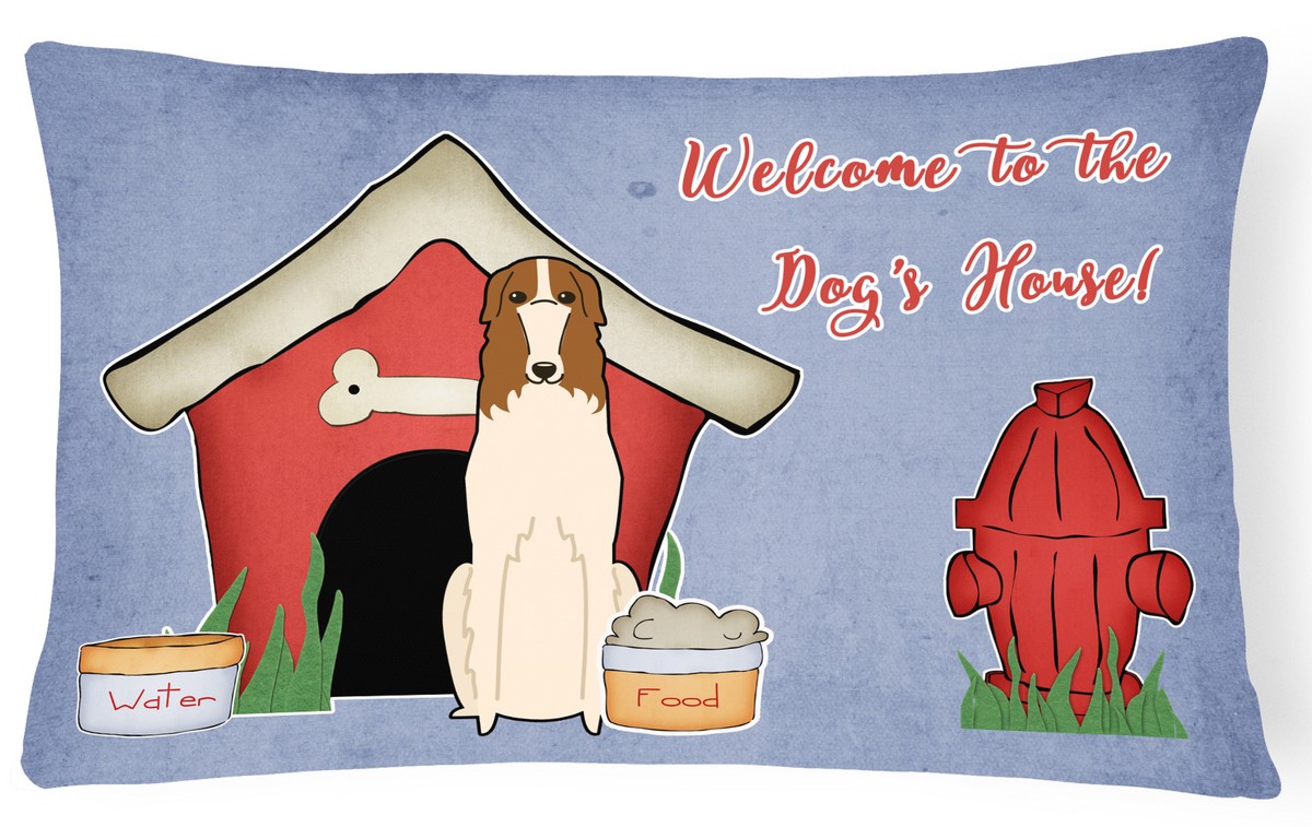 Dog House Collection Borzoi Canvas Fabric Decorative Pillow