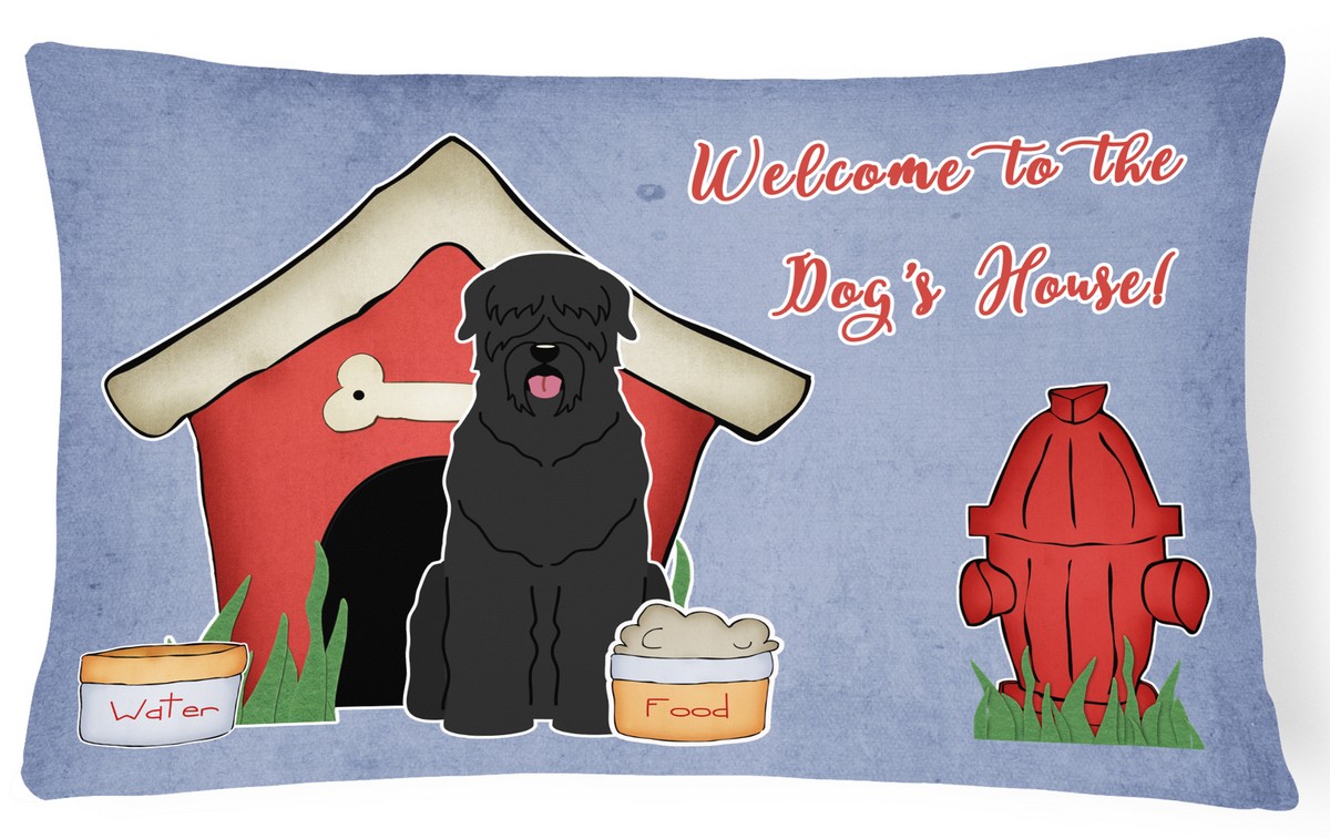 Dog House Collection Black Russian Terrier Canvas Fabric Decorative Pillow