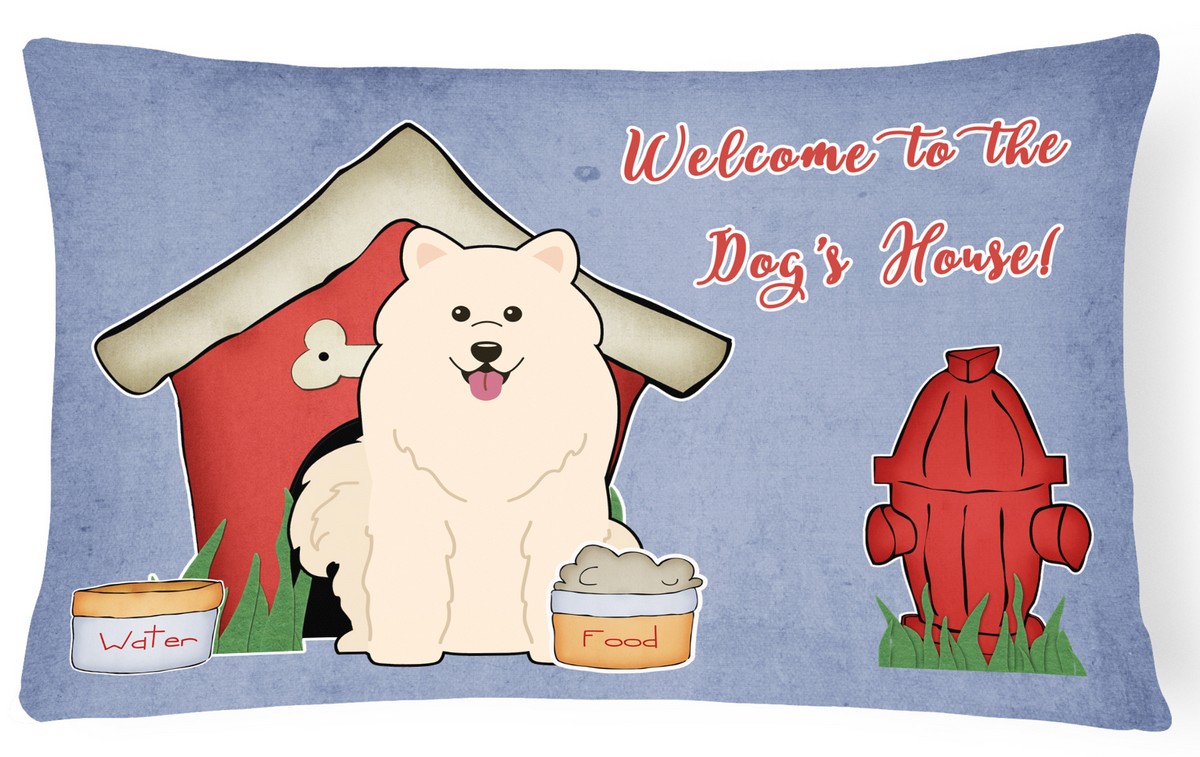 Dog House Collection Samoyed Canvas Fabric Decorative Pillow