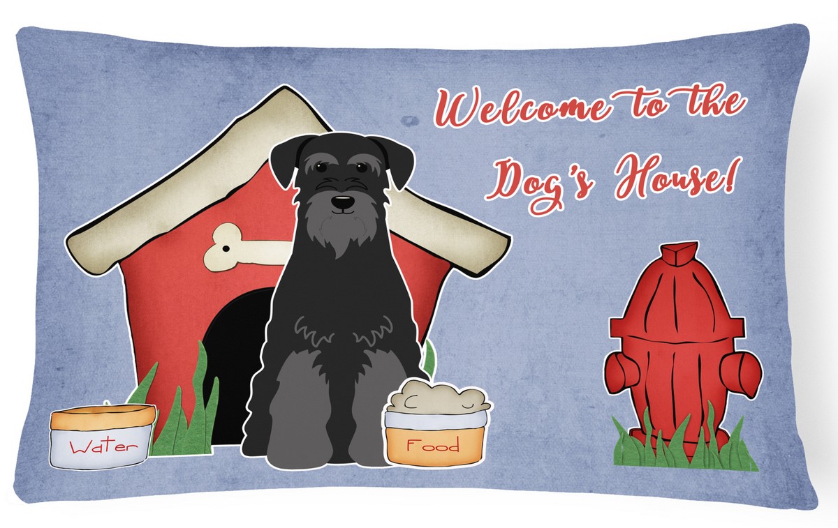Dog House Collection Standard Schnauzer Black Canvas Fabric Decorative Pillow