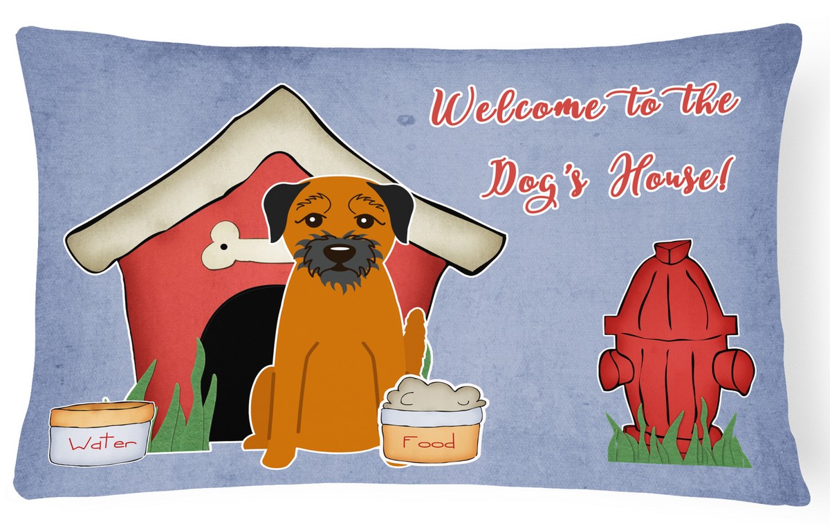 Dog House Collection Border Terrier Canvas Fabric Decorative Pillow
