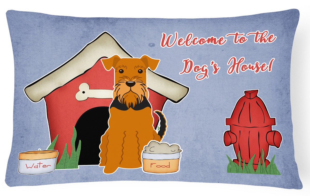 BB2795PW1216 Dog House Collection Airedale Canvas Fabric Decorative Pillow