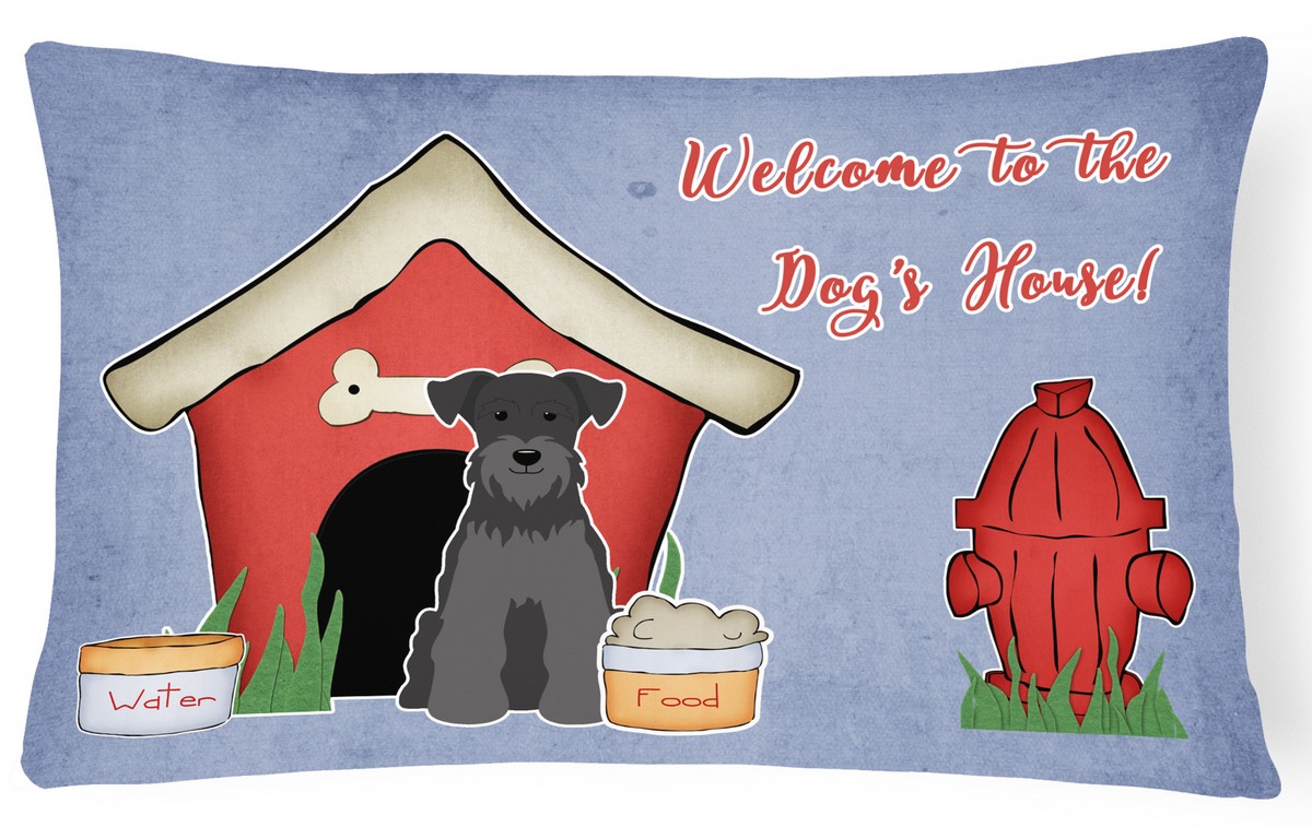 Dog House Collection Miniature Schanuzer Black Canvas Fabric Decorative Pillow