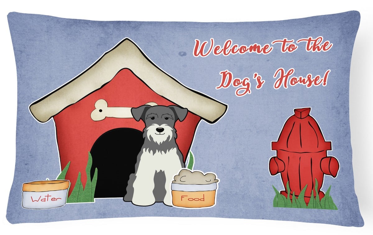 Dog House Collection Miniature Schanuzer Salt & Pepper Canvas Fabric Decorative Pillow