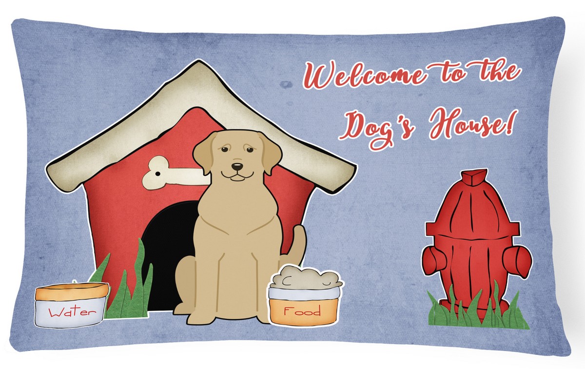 Dog House Collection Yellow Labrador Canvas Fabric Decorative Pillow