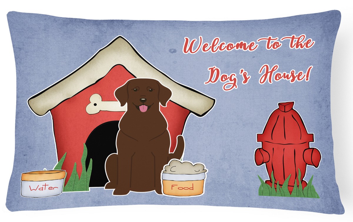 Dog House Collection Chocolate Labrador Canvas Fabric Decorative Pillow