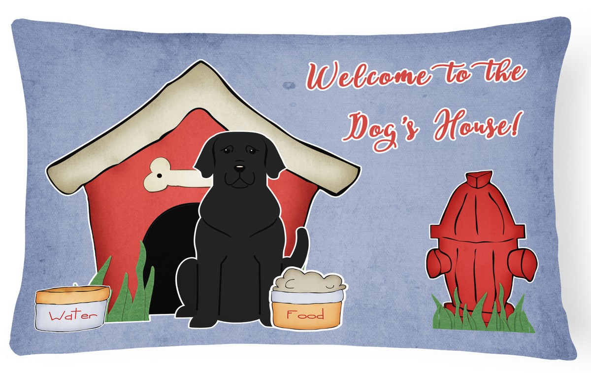 Dog House Collection Black Labrador Canvas Fabric Decorative Pillow