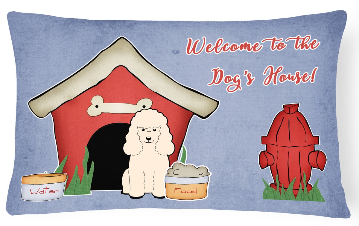 Dog House Collection Poodle White Canvas Fabric Decorative Pillow