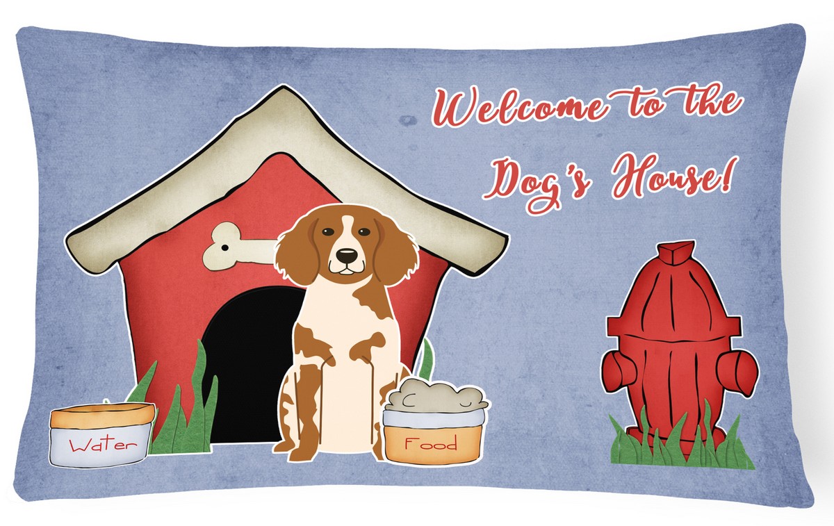 Dog House Collection Brittany Spaniel Canvas Fabric Decorative Pillow