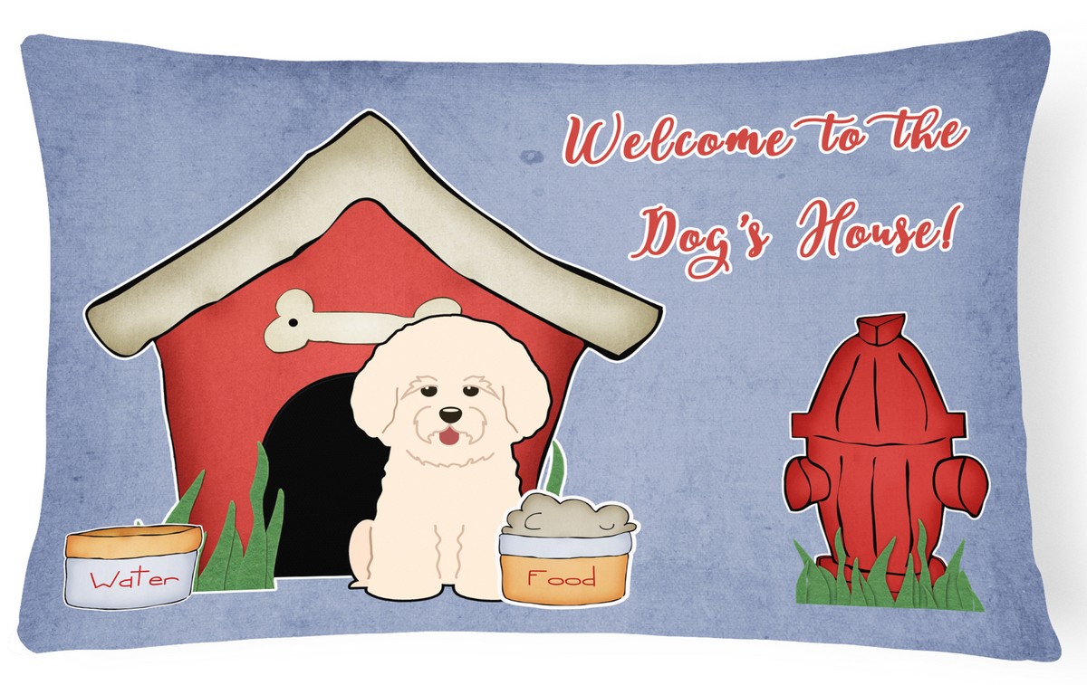 Dog House Collection Bichon Frise Canvas Fabric Decorative Pillow