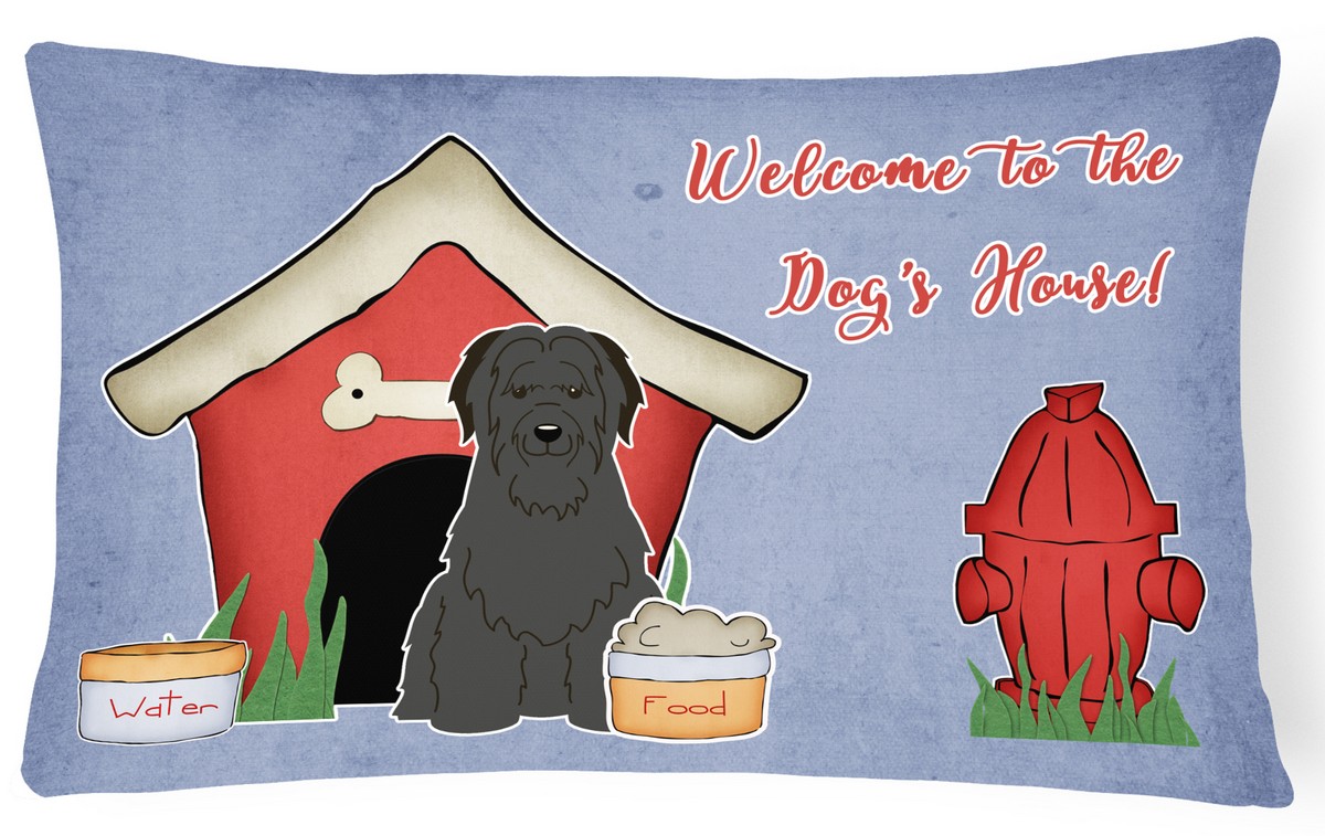 Dog House Collection Briard Black Canvas Fabric Decorative Pillow
