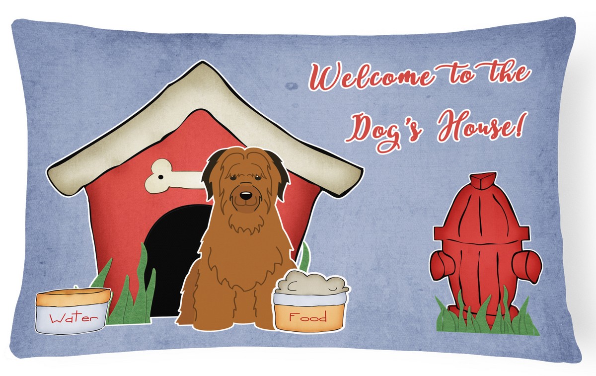 Dog House Collection Briard Brown Canvas Fabric Decorative Pillow