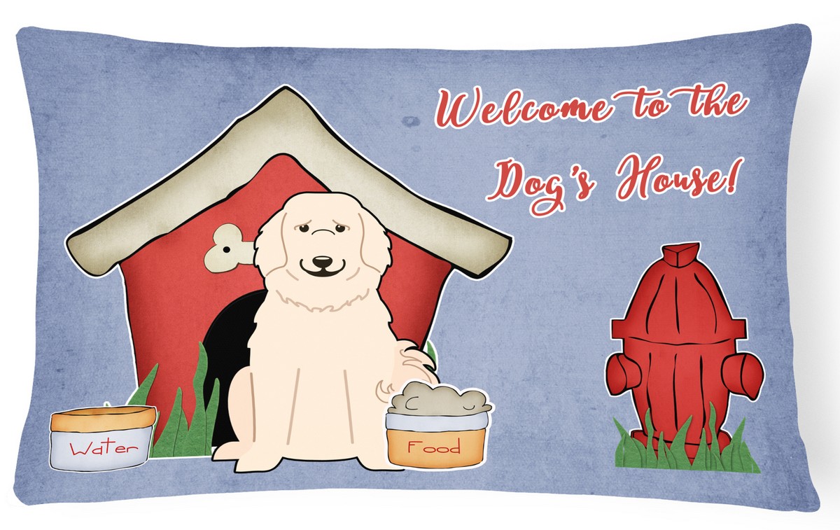 Dog House Collection Great Pyrenese Canvas Fabric Decorative Pillow
