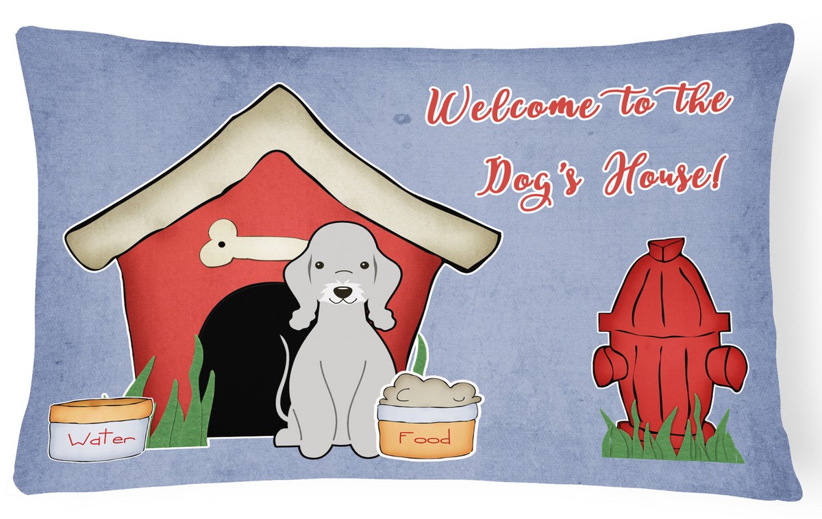 Dog House Collection Bedlington Terrier Blue Canvas Fabric Decorative Pillow - Blue - 12in. H x 3in. W x 16in. L