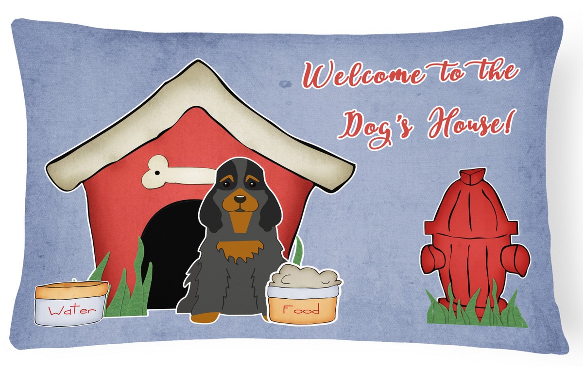 Dog House Collection Cocker Spaniel Black & Tan Canvas Fabric Decorative Pillow