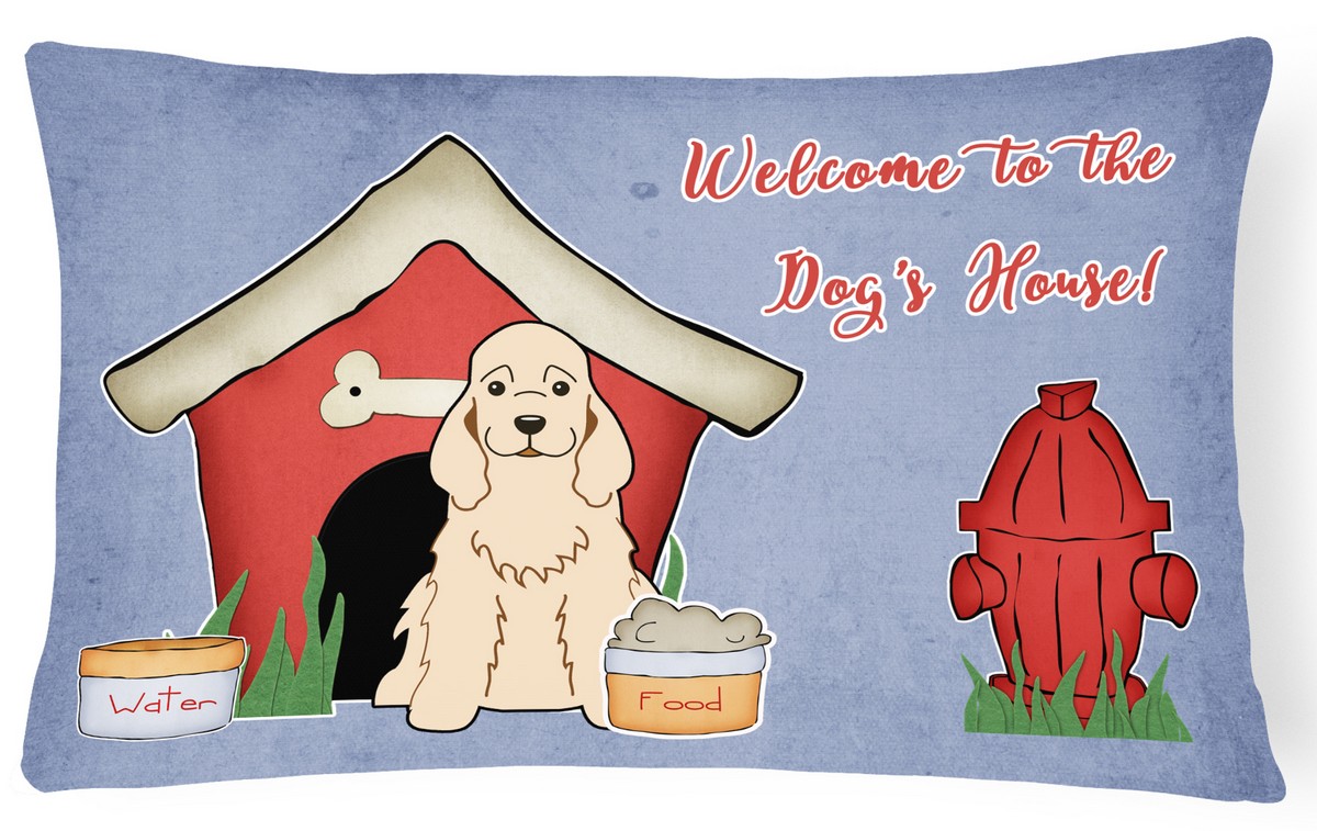 Dog House Collection Cocker Spaniel Buff Canvas Fabric Decorative Pillow