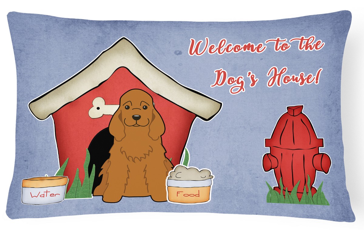 Dog House Collection Cocker Spaniel Red Canvas Fabric Decorative Pillow
