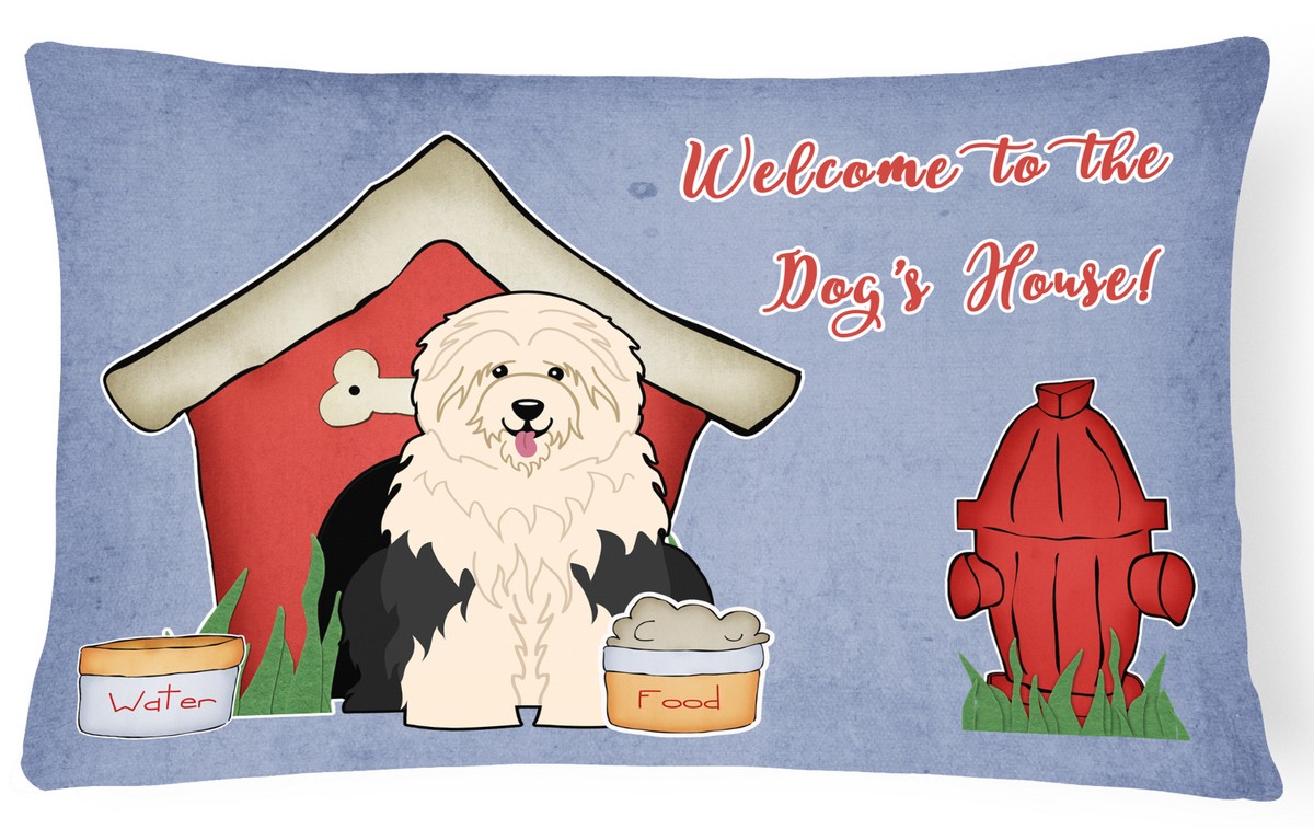 BB2850PW1216 Dog House Collection Old English Sheepdog Canvas Fabric Decorative Pillow