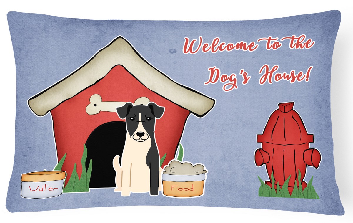 Dog House Collection Smooth Fox Terrier Canvas Fabric Decorative Pillow