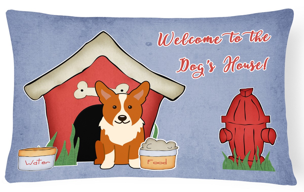Dog House Collection Corgi Canvas Fabric Decorative Pillow
