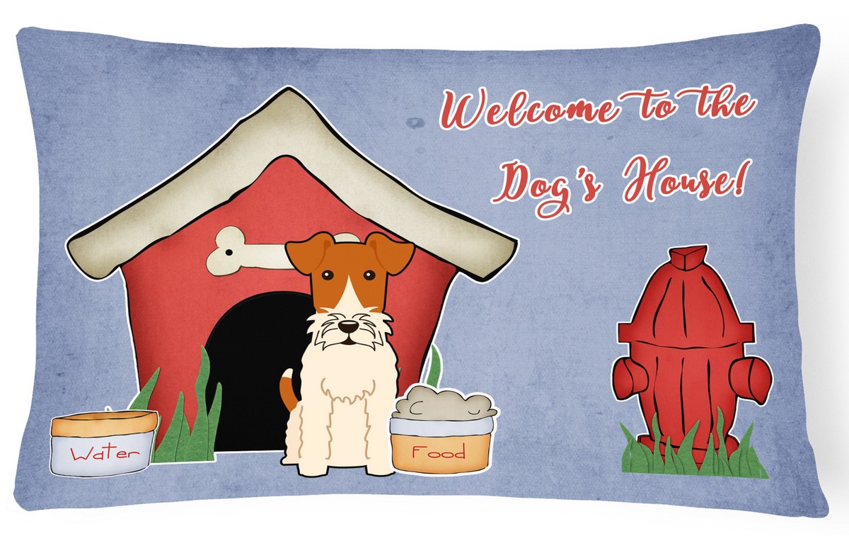 Dog House Collection Wire Fox Terrier Canvas Fabric Decorative Pillow