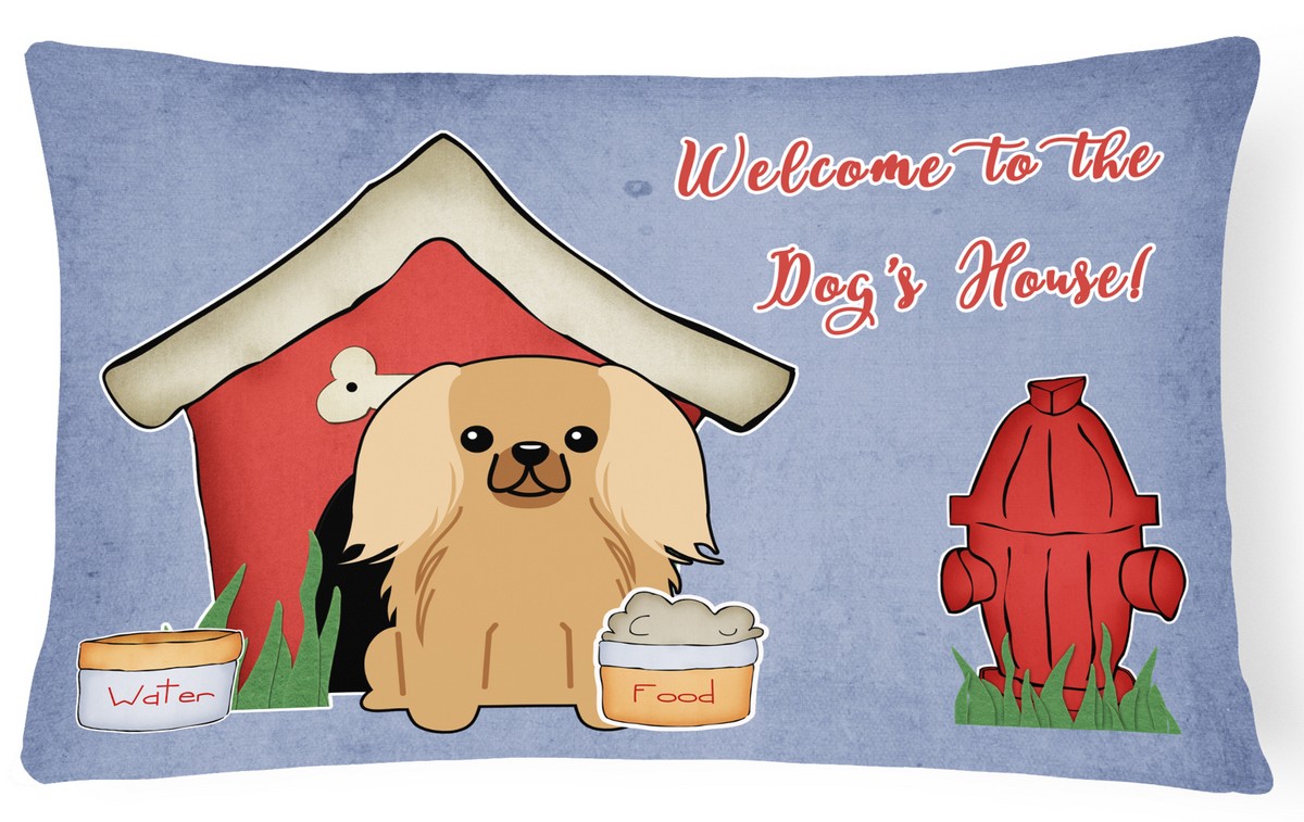 Dog House Collection Pekingnese Fawn Sable Canvas Fabric Decorative Pillow